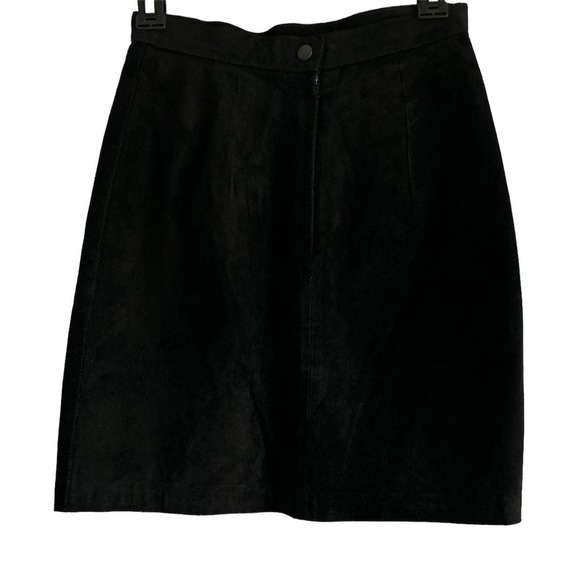 Repertoire Womens Size 5/6 Vintage Black Genuine Leather Suede Mini Skirt‎ - Picture 2 of 5